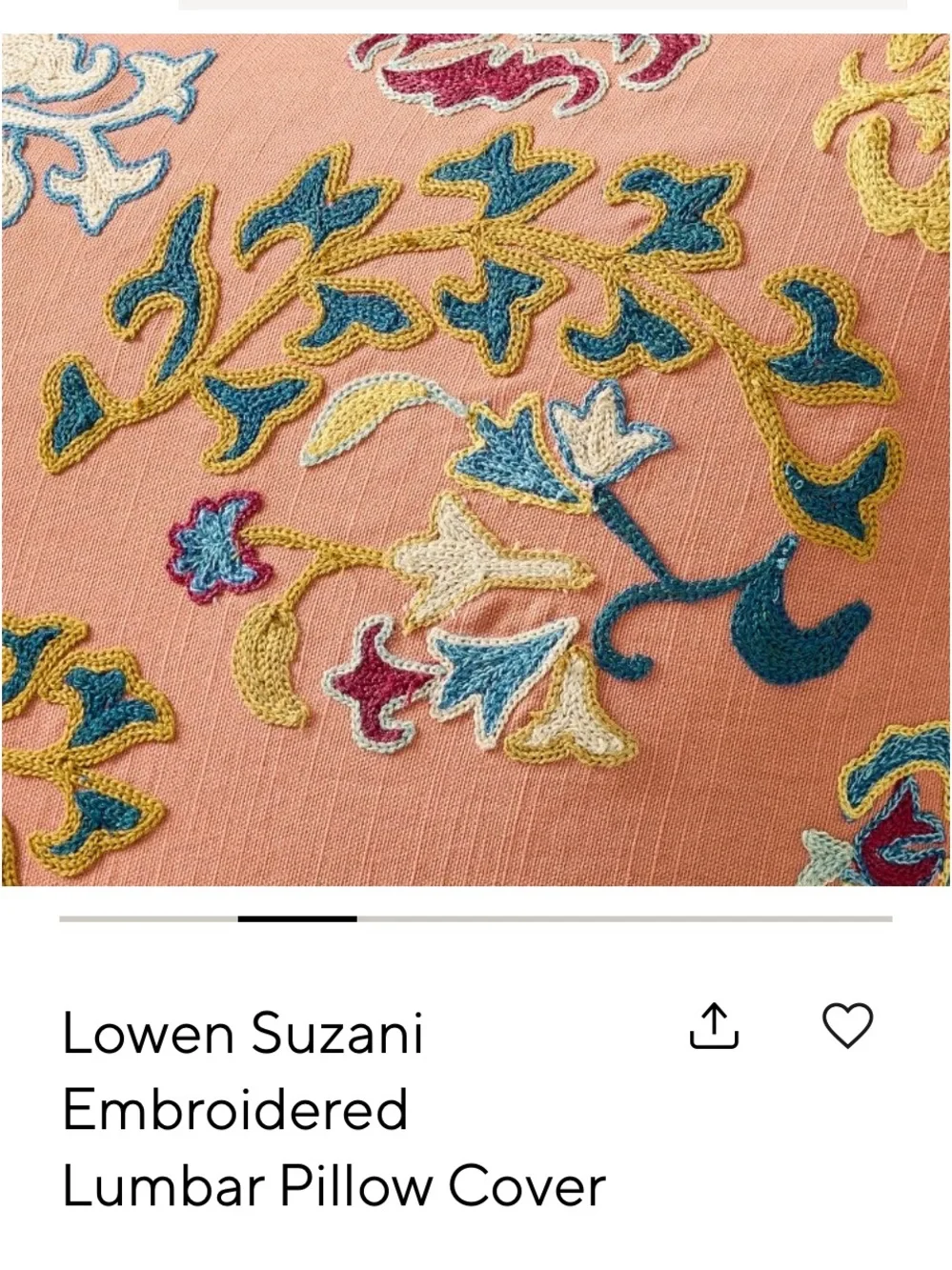 NWT Pottery Barn Lowen Embroidered Lumbar Pillow Cover